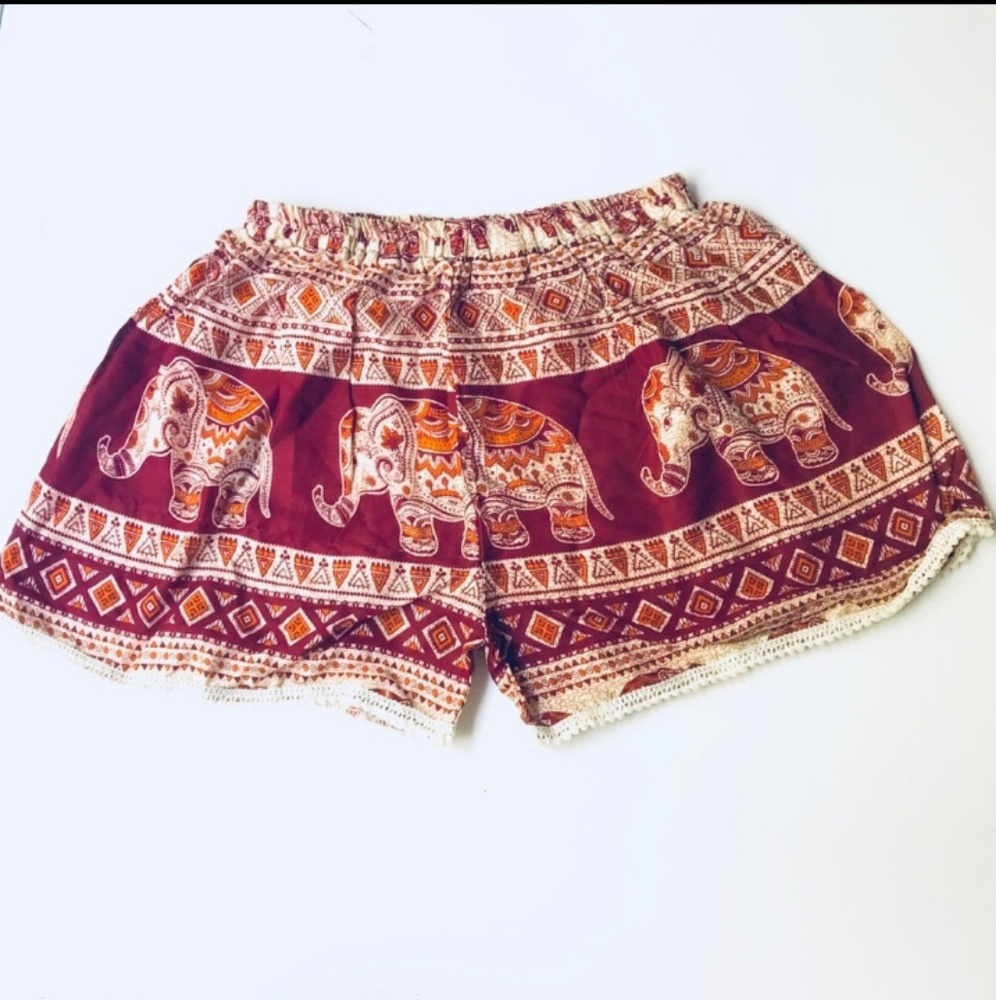 🐘 Red Orange Elephant Pom Pom Shorts